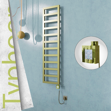 Radiva - Typhoon Elektrikli Paslanmaz Çelik Havlupan 400x1020 Satine Altın (KTX4 Termostat) 300W Spiral Kablolu