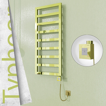 Radiva - Typhoon Elektrikli Paslanmaz Çelik Havlupan 400x1160 Altın (KTX1 Termostat) 300W Spiral Kablolu