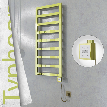 Radiva - Typhoon Elektrikli Paslanmaz Çelik Havlupan 400x1160 Altın (KTX3 Termostat) 300W Spiral Kablolu