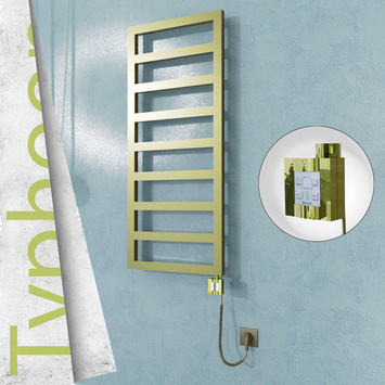 Radiva - Typhoon Elektrikli Paslanmaz Çelik Havlupan 400x1160 Satine Altın (KTX4 Termostat) 300W Spiral Kablolu