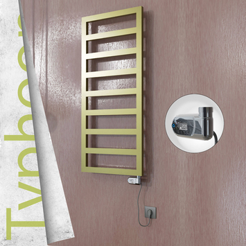  - TYPHOON Elektrikli Paslanmaz Çelik Havlupan 400x1160 Satine Altın (Thesis Termostat) 300W
