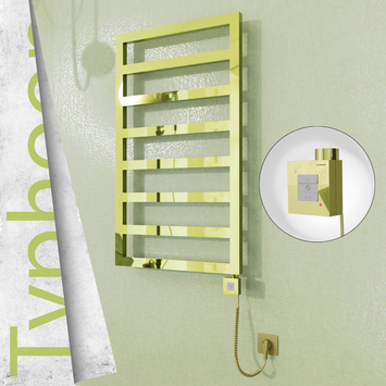 Radiva - Typhoon Elektrikli Paslanmaz Çelik Havlupan 400x1580 Altın (KTX1 Termostat) 300W Spiral Kablolu