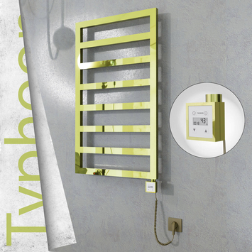 Radiva - Typhoon Elektrikli Paslanmaz Çelik Havlupan 400x1580 Altın (KTX3 Termostat) 300W Spiral Kablolu