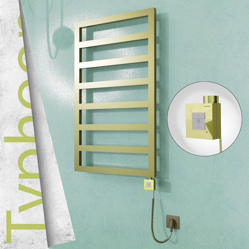 TYPHOON Elektrikli Paslanmaz Çelik Havlupan 400x1580 Satine Altın (KTX1 Termostat) 300W Spiral Kablolu