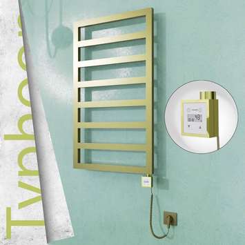 Radiva - Typhoon Elektrikli Paslanmaz Çelik Havlupan 400x1580 Satine Altın (KTX3 Termostat) 300W Spiral Kablolu