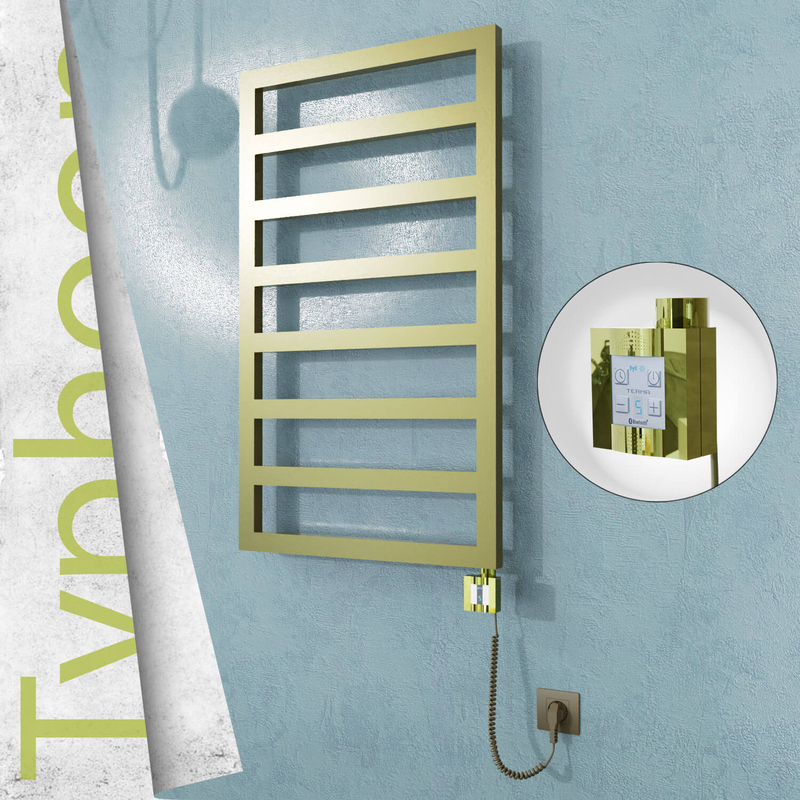 TYPHOON Elektrikli Paslanmaz Çelik Havlupan 400x1580 Satine Altın (KTX4 Termostat) 300W Spiral Kablolu