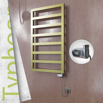 Radiva - Typhoon Elektrikli Paslanmaz Çelik Havlupan 400x1580 Satine Altın (Thesis Termostat) 300W