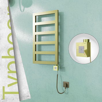 Radiva - Typhoon Elektrikli Paslanmaz Çelik Havlupan 400x740 Satine Altın (KTX1 Termostat) 200W Spiral Kablolu