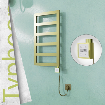 Radiva - Typhoon Elektrikli Paslanmaz Çelik Havlupan 400x740 Satine Altın (KTX3 Termostat) 200W Spiral Kablolu