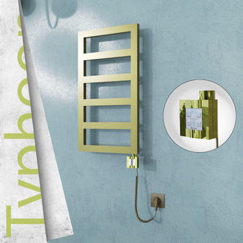 Radiva - Typhoon Elektrikli Paslanmaz Çelik Havlupan 400x740 Satine Altın (KTX4 Termostat) 200W Spiral Kablolu