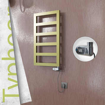  - TYPHOON Elektrikli Paslanmaz Çelik Havlupan 400x740 Satine Altın (Thesis Termostat) 200W