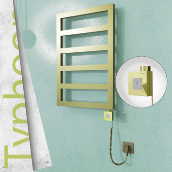 Radiva - Typhoon Elektrikli Paslanmaz Çelik Havlupan 500x1020 Satine Altın (KTX1 Termostat) 300W Spiral Kablolu