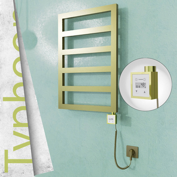 Radiva - Typhoon Elektrikli Paslanmaz Çelik Havlupan 500x1020 Satine Altın (KTX3 Termostat) 300W Spiral Kablolu
