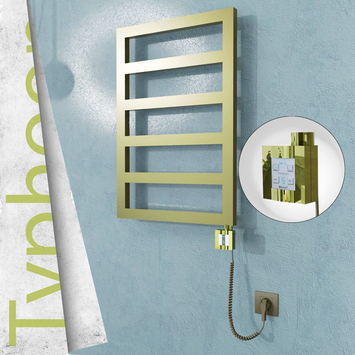Radiva - Typhoon Elektrikli Paslanmaz Çelik Havlupan 500x1020 Satine Altın (KTX4 Termostat) 300W Spiral Kablolu