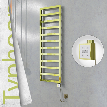 Radiva - Typhoon Elektrikli Paslanmaz Çelik Havlupan 500x1160 Altın (KTX3 Termostat) 300W Spiral Kablolu