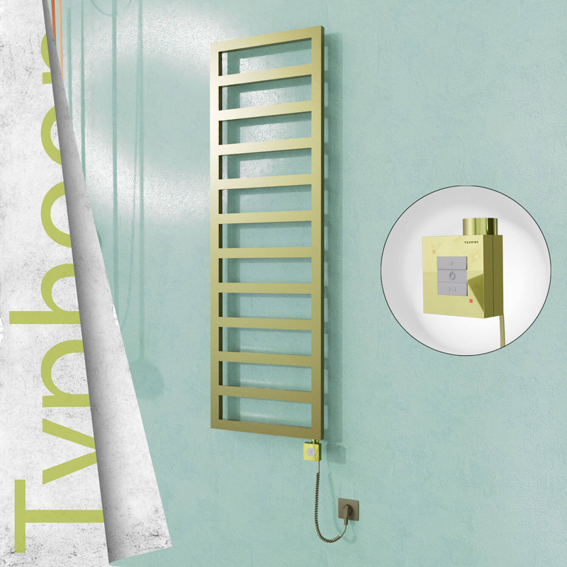 TYPHOON Elektrikli Paslanmaz Çelik Havlupan 500x1160 Satine Altın (KTX1 Termostat) 300W Spiral Kablolu