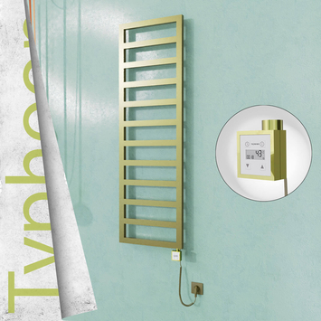 Radiva - Typhoon Elektrikli Paslanmaz Çelik Havlupan 500x1160 Satine Altın (KTX3 Termostat) 300W Spiral Kablolu