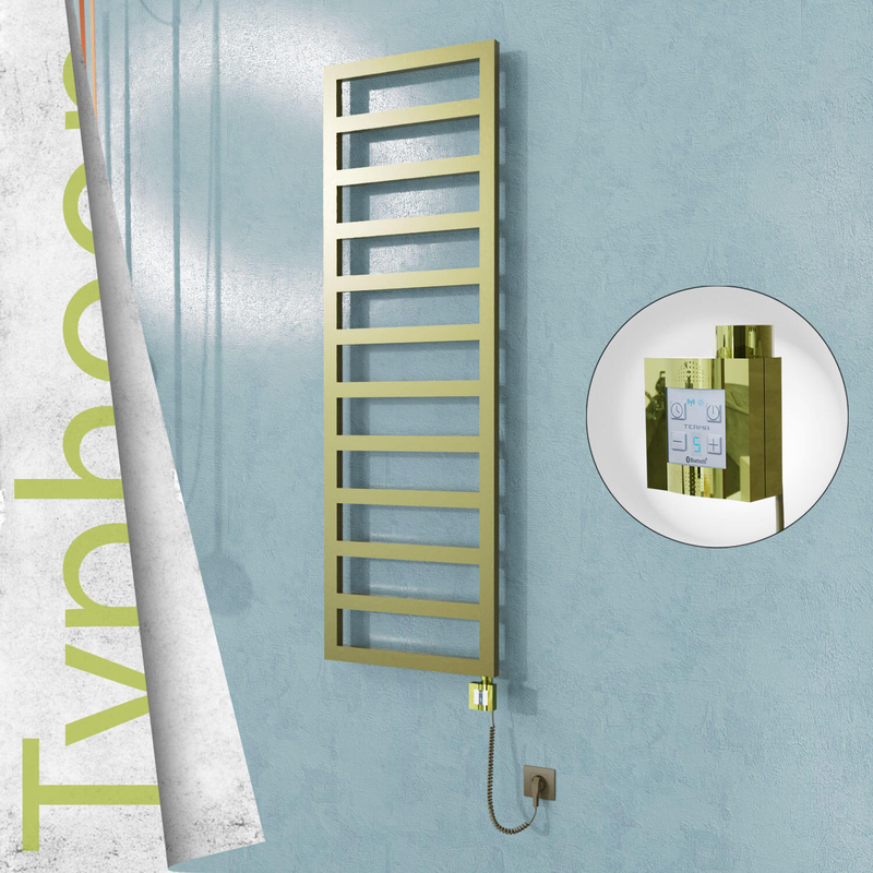 TYPHOON Elektrikli Paslanmaz Çelik Havlupan 500x1160 Satine Altın (KTX4 Termostat) 300W Spiral Kablolu