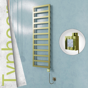 Radiva - Typhoon Elektrikli Paslanmaz Çelik Havlupan 500x1160 Satine Altın (KTX4 Termostat) 300W Spiral Kablolu