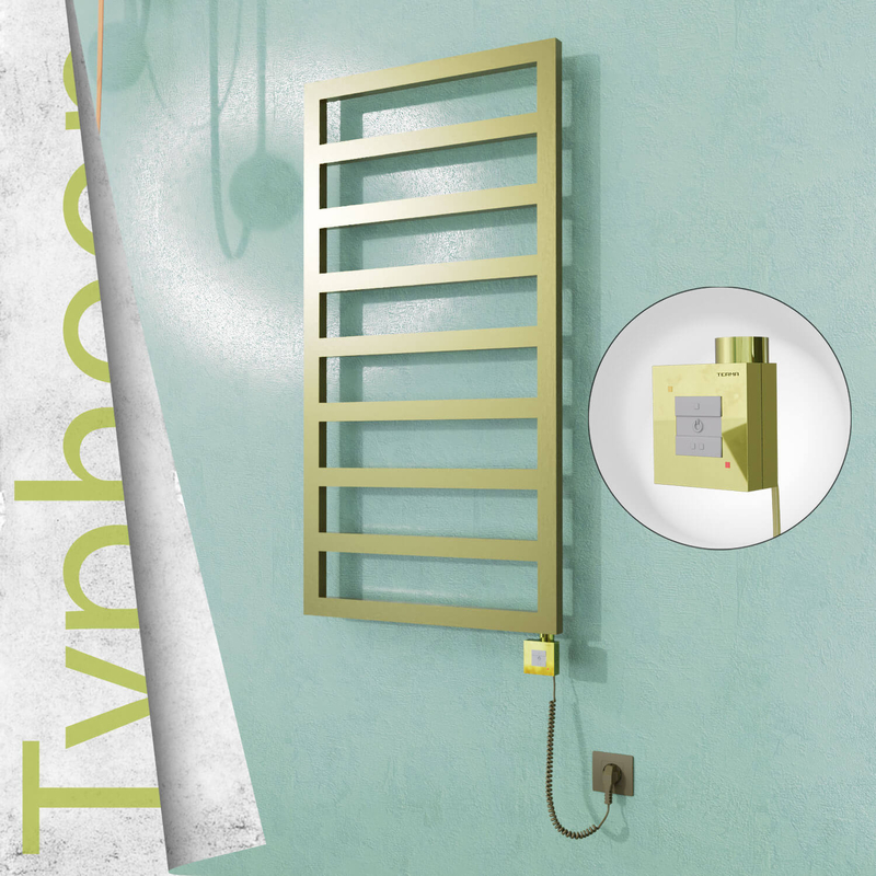 TYPHOON Elektrikli Paslanmaz Çelik Havlupan 500x1580 Satine Altın (KTX1 Termostat) 600W Spiral Kablolu
