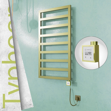 Radiva - Typhoon Elektrikli Paslanmaz Çelik Havlupan 500x1580 Satine Altın (KTX3 Termostat) 600W Spiral Kablolu