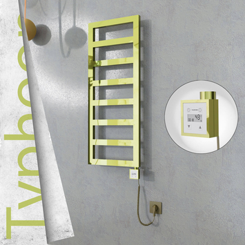 Radiva - Typhoon Elektrikli Paslanmaz Çelik Havlupan 500x740 Altın (KTX3 Termostat) 200W Spiral Kablolu