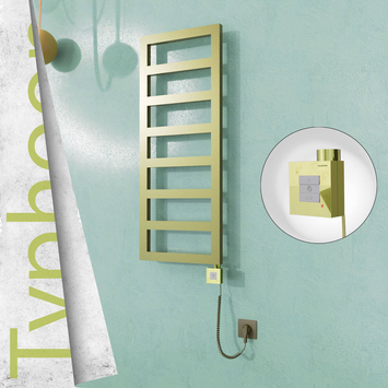 Radiva - Typhoon Elektrikli Paslanmaz Çelik Havlupan 500x740 Satine Altın (KTX1 Termostat) 200W Spiral Kablolu
