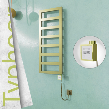 Radiva - Typhoon Elektrikli Paslanmaz Çelik Havlupan 500x740 Satine Altın (KTX3 Termostat) 200W Spiral Kablolu