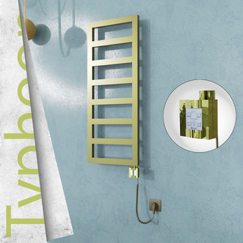 Radiva - Typhoon Elektrikli Paslanmaz Çelik Havlupan 500x740 Satine Altın (KTX4 Termostat) 200W Spiral Kablolu
