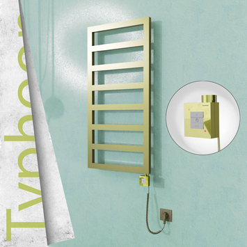 Radiva - Typhoon Elektrikli Paslanmaz Çelik Havlupan 600x1020 Satine Altın (KTX1 Termostat) 300W Spiral Kablolu