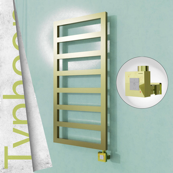 Radiva - Typhoon Elektrikli Paslanmaz Çelik Havlupan 600x1020 Satine Altın (KTX1 Termostat) 300W