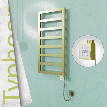 Radiva - Typhoon Elektrikli Paslanmaz Çelik Havlupan 600x1020 Satine Altın (KTX3 Termostat) 300W Spiral Kablolu