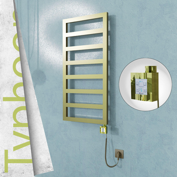 Radiva - Typhoon Elektrikli Paslanmaz Çelik Havlupan 600x1020 Satine Altın (KTX4 Termostat) 300W Spiral Kablolu
