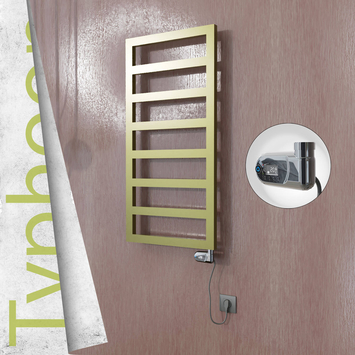  - TYPHOON Elektrikli Paslanmaz Çelik Havlupan 600x1020 Satine Altın (Thesis Termostat) 300W