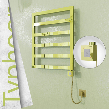 Radiva - Typhoon Elektrikli Paslanmaz Çelik Havlupan 600x1160 Altın (KTX1 Termostat) 300W Spiral Kablolu