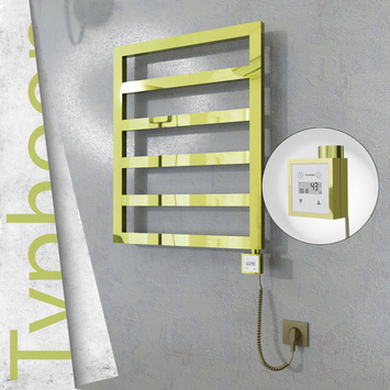 Radiva - Typhoon Elektrikli Paslanmaz Çelik Havlupan 600x1160 Altın (KTX3 Termostat) 300W Spiral Kablolu