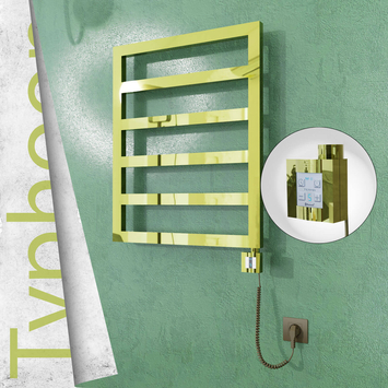 Radiva - Typhoon Elektrikli Paslanmaz Çelik Havlupan 600x1160 Altın (KTX4 Termostat) 300W Spiral Kablolu