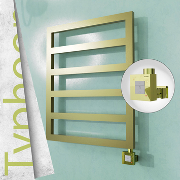Radiva - Typhoon Elektrikli Paslanmaz Çelik Havlupan 600x1160 Satine Altın (KTX1 Termostat) 300W