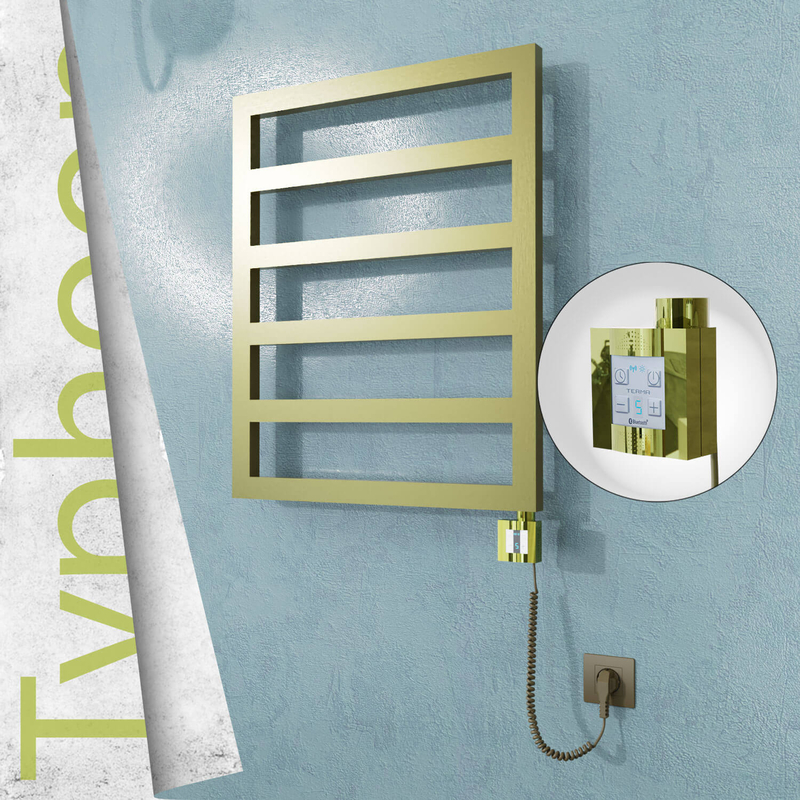 TYPHOON Elektrikli Paslanmaz Çelik Havlupan 600x1160 Satine Altın (KTX4 Termostat) 300W Spiral Kablolu
