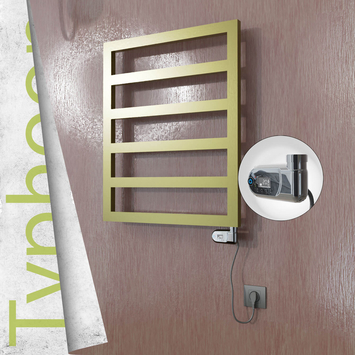 Radiva - Typhoon Elektrikli Paslanmaz Çelik Havlupan 600x1160 Satine Altın (Thesis Termostat) 300W