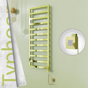 Radiva - Typhoon Elektrikli Paslanmaz Çelik Havlupan 600x1580 Altın (KTX1 Termostat) 600W Spiral Kablolu