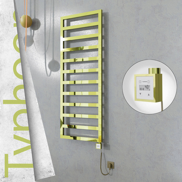 Radiva - Typhoon Elektrikli Paslanmaz Çelik Havlupan 600x1580 Altın (KTX3 Termostat) 600W Spiral Kablolu