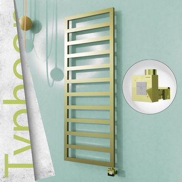 Radiva - Typhoon Elektrikli Paslanmaz Çelik Havlupan 600x1580 Satine Altın (KTX1 Termostat) 600W