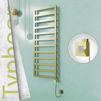 Radiva - Typhoon Elektrikli Paslanmaz Çelik Havlupan 600x1580 Satine Altın (KTX1 Termostat) 600W Spiral Kablolu
