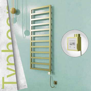 Radiva - Typhoon Elektrikli Paslanmaz Çelik Havlupan 600x1580 Satine Altın (KTX3 Termostat) 600W Spiral Kablolu