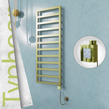 Radiva - Typhoon Elektrikli Paslanmaz Çelik Havlupan 600x1580 Satine Altın (KTX4 Termostat) 600W Spiral Kablolu