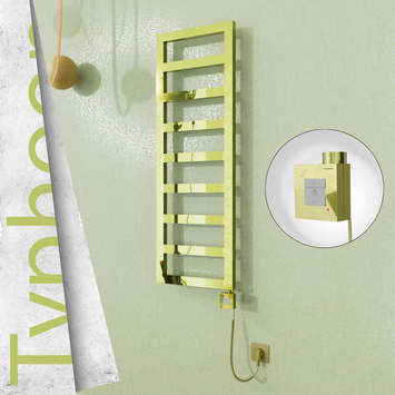 Radiva - Typhoon Elektrikli Paslanmaz Çelik Havlupan 600x740 Altın (KTX1 Termostat) 300W Spiral Kablolu