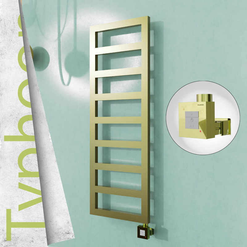 TYPHOON Elektrikli Paslanmaz Çelik Havlupan 600x740 Satine Altın (KTX1 Termostat) 300W