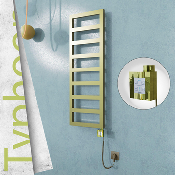 Radiva - Typhoon Elektrikli Paslanmaz Çelik Havlupan 600x740 Satine Altın (KTX4 Termostat) 300W Spiral Kablolu