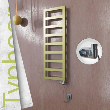 Radiva - Typhoon Elektrikli Paslanmaz Çelik Havlupan 600x740 Satine Altın (Thesis Termostat) 300W